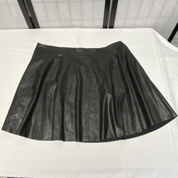 Fahsyee Black Faux Leather Skater Mini Skirt Circle Pleather Back Zip XXXL - Picture 8 of 13